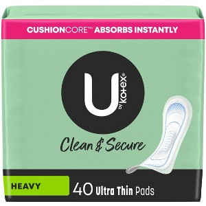 U by Kotex Clean & Secure Heavy Ultra-Thin Feminine Fragrance Free Pads - Unscented - 1 of 4