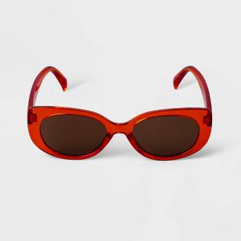 Women's Retro Oval Sunglasses - A New Day™ Orange