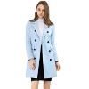 Allegra K Women's Elegant Notched Lapel Double Breasted Long Sleeve Winter Overcoat - 3 of 4