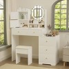 47.2" Modern Vanity Desk with Lighted Mirror and Cushioned Stool, Makeup Table with 5 Drawers and Adjustable Shelves for Bedroom - 3irtyhousy - 3 of 4