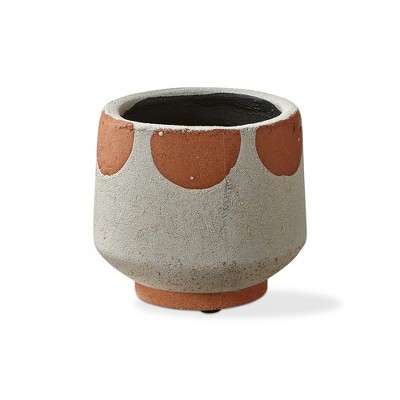 tagltd Geo Footed Reactive Glazed Terracotta Planter Small, 4.9L x 4.9W x 4.3H inches, Holds up to 3 inch Drop in Pot