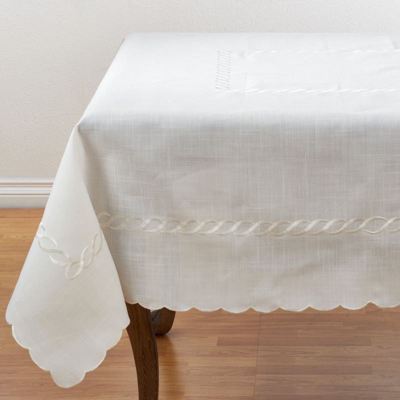 Saro Lifestyle Embroidered Braid Design Tablecloth, 3 of 7