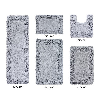 Shaggy Border Collection 5-Piece Bath Rug Set 100% Cotton Tufted Weave Ruffle Border Pattern Bathroom Rug for Machine Washable Bathmat