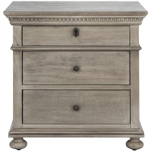 Allisyn 3-Drawer Wood Nighstand W/ Lockable Top Drawer - SFV7706 - Light Grey - Safavieh Couture - 1 of 4