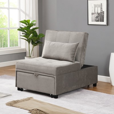 Pull Out Sleeper Sofa With Pillow, Light Gray - Modernluxe : Target