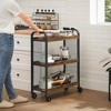 VASAGLE 3-Tier Narrow Storage Cart, Rolling Cart with Wheels, Steel Frame, Rustic Brown and Black - 3 of 4