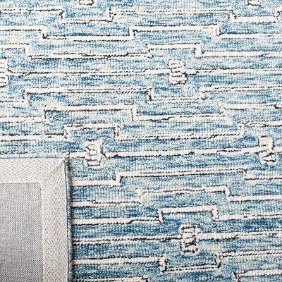 Handmade Light Blue Wool Tufted Square Rug 5'