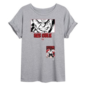 Women's - Marvel - Red Hulk Close Up Oversized Graphic T-Shirt - 1 of 4
