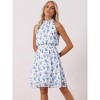INSPIRE CHIC Women's Halter Neck Sleeveless Smocked Waist Floral Sundresses - 2 of 4