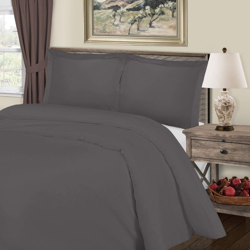 800 Thread Count Luxury Cotton Blend Solid 3 Piece Duvet Cover Set by Blue Nile Mills, 2 of 5