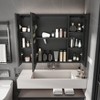 CAVINAS 35"x28" LED&Anti-Fog Wall Mirrored Bathroom Cabinet,Aluminum Medicine Cabinet with Makeup Stand&8 Shelves,Bathroom&Makeup Organizer,Gray - 2 of 4