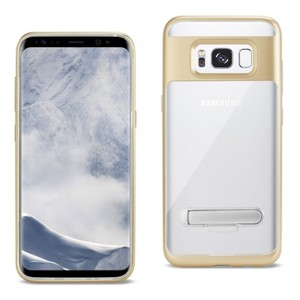 Reiko Samsung Galaxy S8 Edge/ S8 Plus Transparent Bumper Case with Kickstand in Clear Gold - 1 of 4