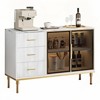 46.4" Fluted Buffet Sideboard Cabinet with Faux Marble Top, Large Kitchen, Dining Room Storage with 2 Glass Doors, 3 Drawers Adjustable Shelves - 3 of 4