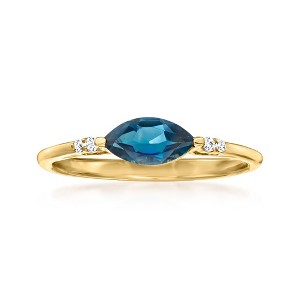 Pure Collection by Ross-Simons 0.60 Carat London Blue Topaz Ring With Diamond Accents in 14kt Yellow Gold - 1 of 4