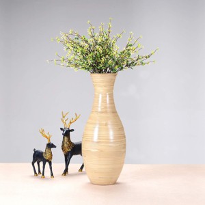 Hasting Home 20" Bamboo Vase, Sustainable Bamboo Decorative Classic Floor Vase - 1 of 4