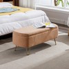 Modern Faux Fur Entryway Bench Upholstered Padded with Storage - 2 of 4
