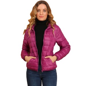 Allegra K Women's Hooded Packable Thickened Short Down Puffer Jacket - 1 of 4