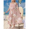 Agnes Orinda Women's Plus Size Floral Cold Shoulder Square Neck Adjustable Strap Ruffle Maxi Sundress - 3 of 4