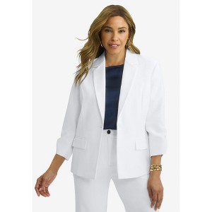 Jessica London Women's Plus Size Cinched Sleeve Blazer - 1 of 4