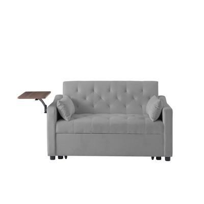 NicBex Velvet Loveseat Sofa Comfy 3-in-1 Convertible Sofa Bed,Modern Sleeper Couch Pull Out Bed with Adjustable Backrest and Pillows for Living Room