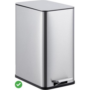 10 Liter / 2.6 Gallon Small Bathroom Step Trash Can w/Lid Soft Close Step Pedal - 1 of 4