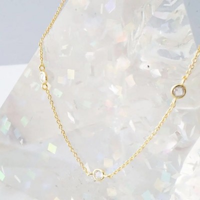 Crystal Bezel Trio Necklace in Gold, Rose Gold, Silver - Honeycat