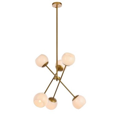 Elegant Lighting Axl 24 inch pendant in brass with white shade