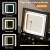 27.9" Vanity Desk Set With Flip Top Mirror And Light, 3 Colors Adjustable Lighting, Makeup Vanity Table With 2 Drawers, Fold-up Panel And Stool - 3 of 4