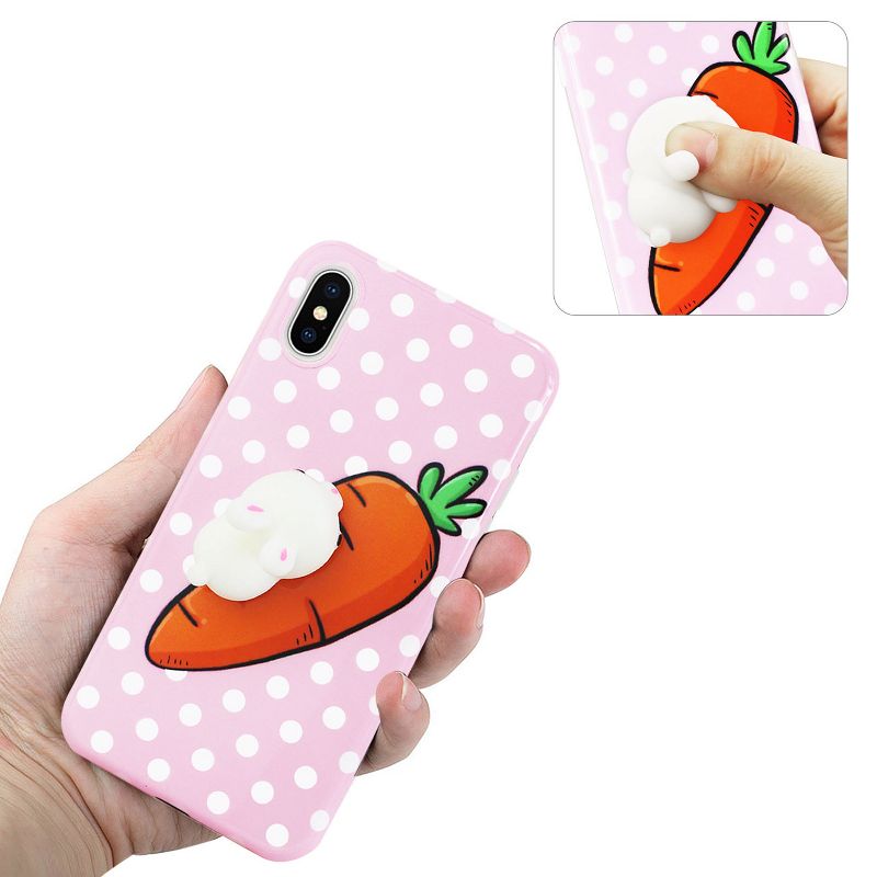 Reiko iPhone X/iPhone XS TPU Design Case with 3D Soft Silicone Poke Squishy Rabbit in Pink, 3 of 5