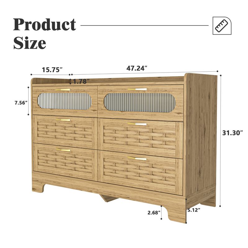 4/6-Drawer Dresser, Modern Wooden Dresser Chest with Metal Handles, Storage Organizer Dresser Natural 4A - ModernLuxe, 4 of 10