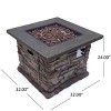 GDFStudio Arbroath Outdoor 40,000 BTU Lightweight Concrete Square Fire Pit Table, Natural Stone - 3 of 4