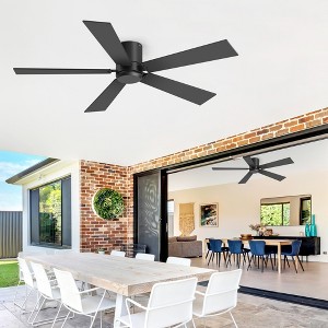 Airsurfer 42" Black Ceiling Fan with 5 Plywood Blades Modern Ceiling Fan with Remote Control 6 Speeds Motor for Livingroom Apartment - 1 of 4