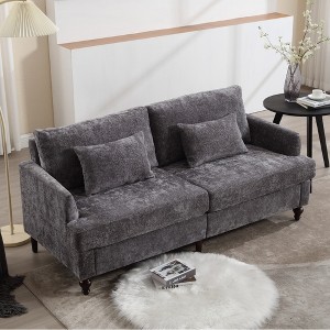 MOONMISS Mid Century Modern chenille Fabric Upholstered Loveseat sofa, for Living Room,Brown wood feet sofa for Bedroom,Reading - 1 of 4