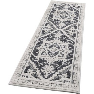 Washable Runner Rug Non Slip Vintage Floral Medallion Distressed Low Pile Carpet for Kitchen Laundry Entryway - 1 of 4