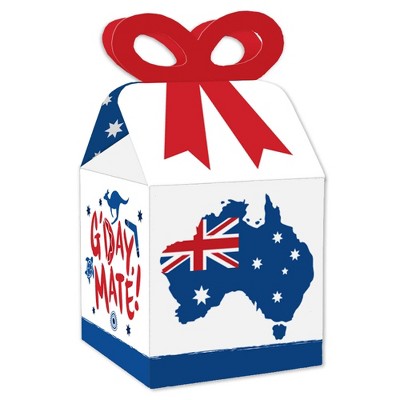 Big Dot of Happiness Australia Day - Square Favor Gift Boxes - G'Day Mate Aussie Party Bow Boxes - Set of 12