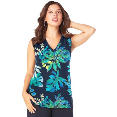 Roaman's Women's Plus Size Ultrasmooth Fabric V Neck Tank