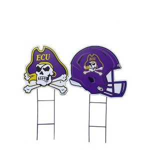 NCAA East Carolina Pirates 2pk Logo and Helmet Garden Stake Set - 1 of 1