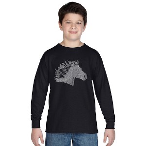 LA Pop Art Boy's Word Art Long Sleeve - Horse Mane - 1 of 4