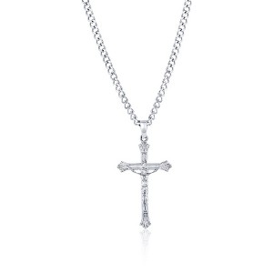 Metallo Stainless Steel, Cross Neckalce - Silver - 24 Inch - 1 of 3