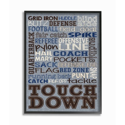 Football Typog Denim Feel Oversized Framed Giclee Texturized Art (16"x20"x1.5) - Stupell Industries
