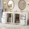 72" Bathroom Vanity with Ceramic Sink - Solid Wood Freestanding Vanity Set with Soft Closing Doors & Drawers, Amber Storage Cabinet - 2 of 4