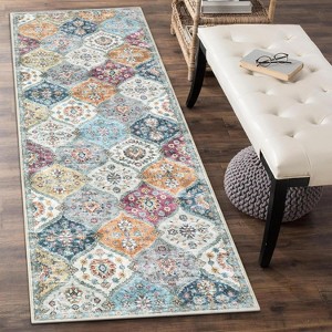 Vintage Washable Door Mat Small Farmhouse Floral Accent Rugs with Non-Slip Backing, Stain-Resistant Oriental Indoor Carpet - 1 of 4