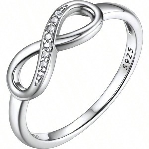 Simple Sterling Silver Infinity Rings , Cute BFF Friendship Rings, Dainty Eternity Wedding Bands, Size 8 - 1 of 4