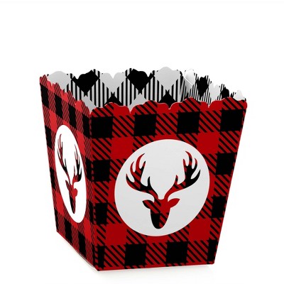 Big Dot of Happiness Prancing Plaid - Party Mini Favor Boxes - Christmas and Holiday Buffalo Plaid Party Treat Candy Boxes - Set of 12