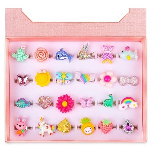 ArtCreativity Kids Adjustable Ring Set - 24pc, Nature & Animals Charms, Gift Box - 1 of 4