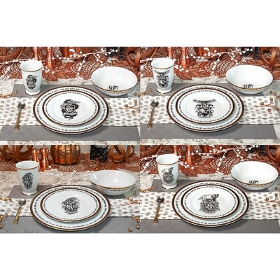 White Ceramic Hogwarts House 16-Piece Dinnerware Set