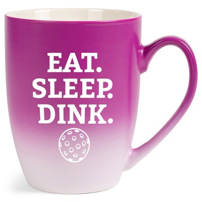 Elanze Designs Eat Sleep Dink Two Toned Ombre Matte Pink and White 12 ounce Ceramic Stoneware Coffee Cup Mug