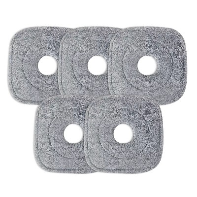 NewHome "5Pcs Reusable Microfiber Mop Pads for Square Mop and Bucket Set, 8.66x8.66in Wet/Dry Floor Cleaning" Grey