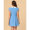 INSPIRE CHIC Women's Peter Pan Collar Short Sleeves Contrast A-Line Polka Dots Dress - 4 of 4