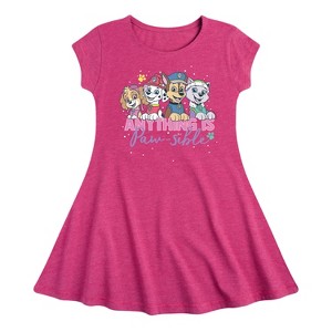 Girls' - Paw Patrol - Marshall Chase Everest Skye Anything Is Paw-Sible Fit & Flair Cap Sleeve Dress - 1 of 3